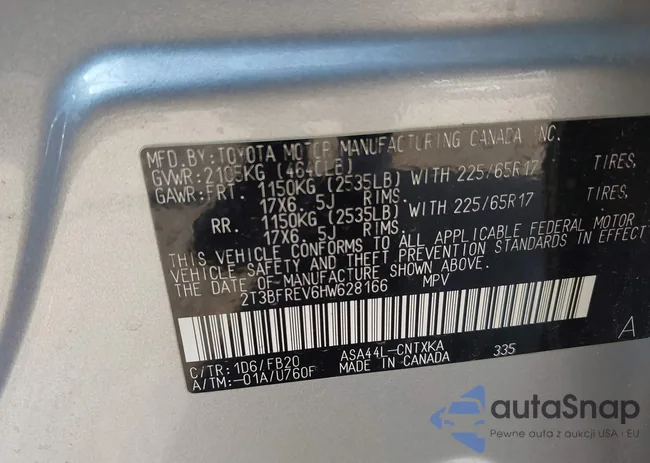 2T3BFREV6HW628166: 43308118