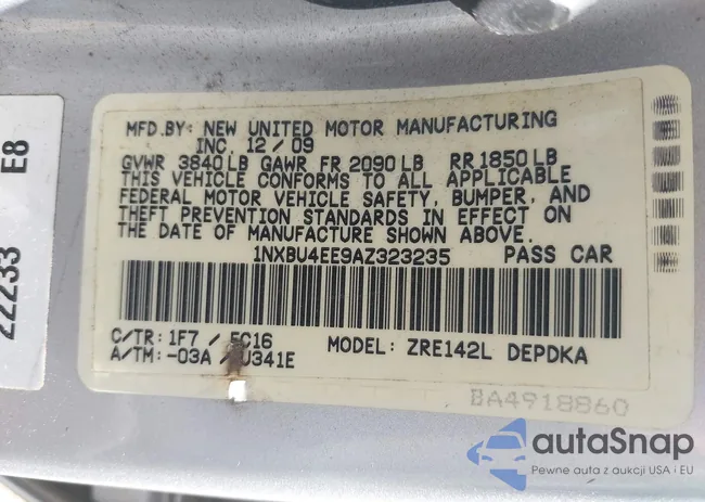 1NXBU4EE9AZ323235: 43308135