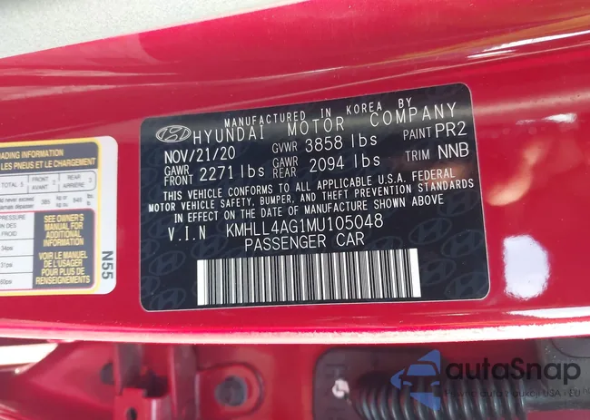 KMHLL4AG1MU105048: 43308302