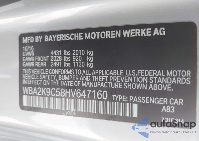 WBA2K9C58HV647160: 43308337
