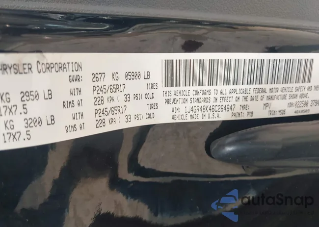 1J4GR48K46C264647: 43307367