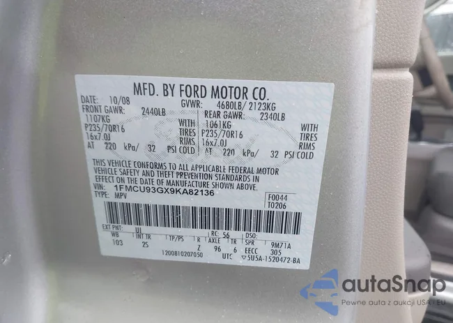 1FMCU93GX9KA82136: 43307390