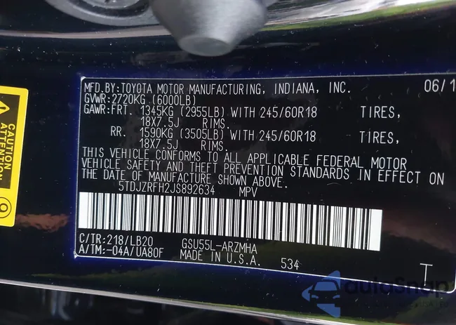 5TDJZRFH2JS892634: 43307394