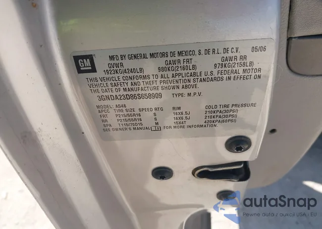 3GNDA23D86S658909: 43307482