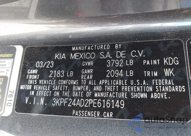 3KPF24AD2PE616149: 43307628