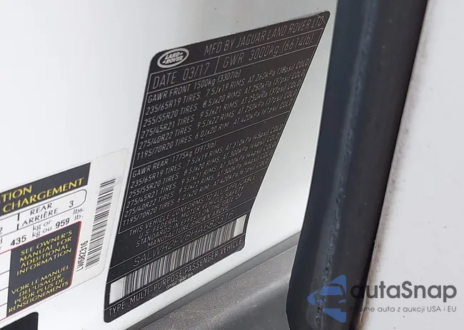 SALWR2FV8HA682316: 43307672