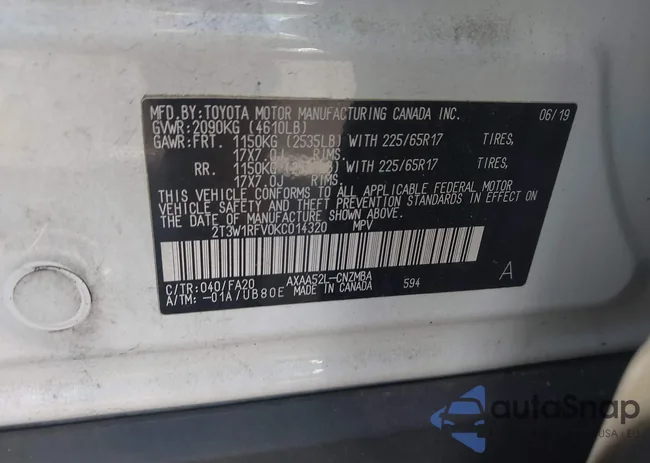 2T3W1RFV0KC014320: 43308759