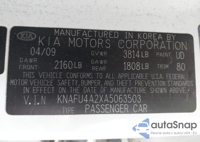 KNAFU4A2XA5063503: 43308804