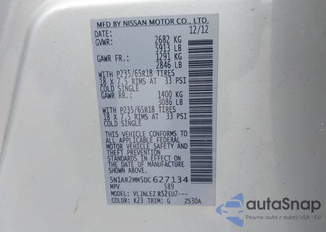 5N1AR2MM5DC627134: 43308900