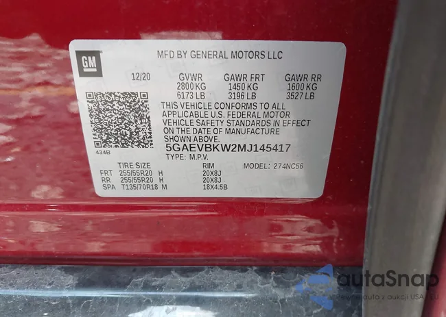 5GAEVBKW2MJ145417: 43308943