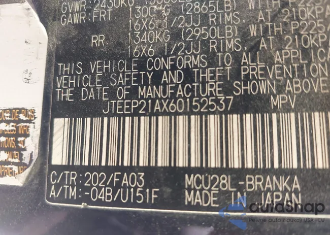 JTEEP21AX60152537: 43309013