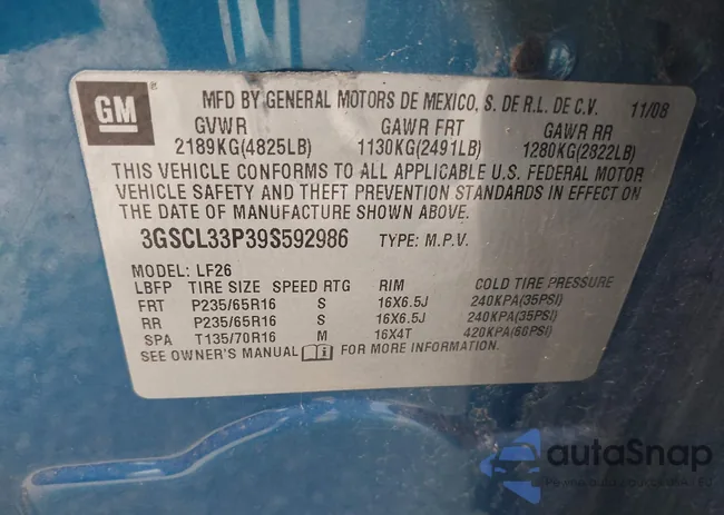 3GSCL33P39S592986: 43309040