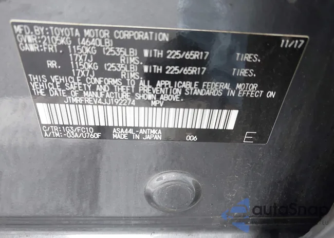 JTMRFREV4JJ192274: 43309079