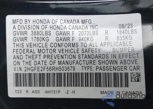 2HGFE2F56RH503679: 43309141