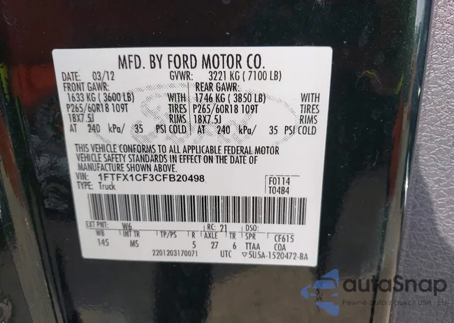 1FTFX1CF3CFB20498: 43309165