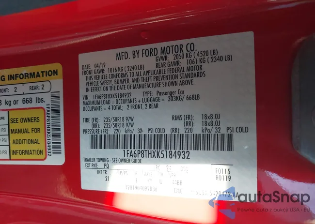 1FA6P8THXK5184932: 43309250