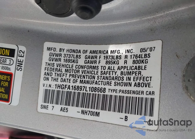 1HGFA16897L108668: 43308379