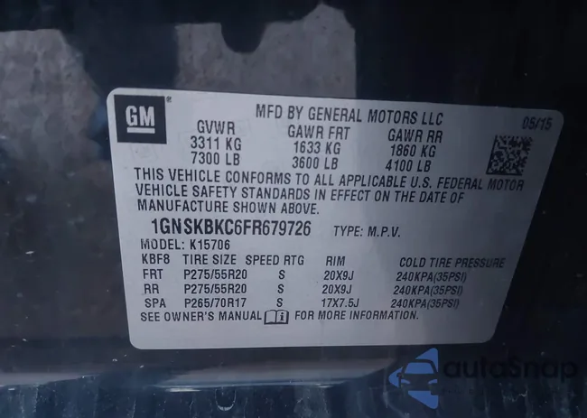 1GNSKBKC6FR679726: 43308398