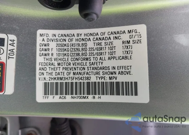 2HKRM3H75FH542382: 43308437