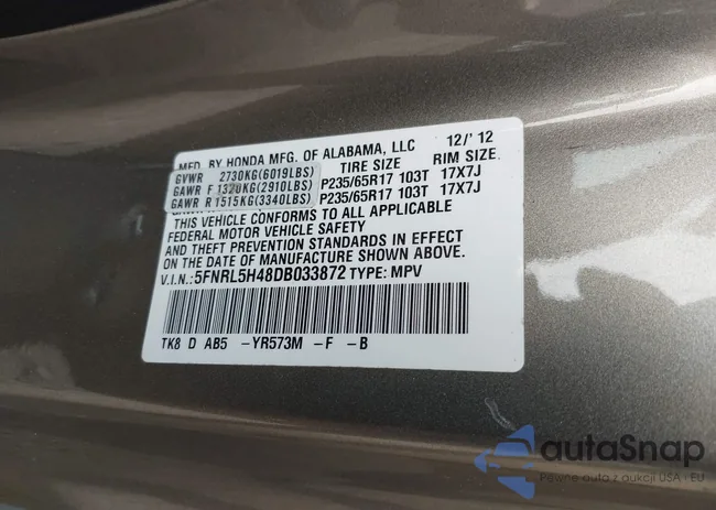 5FNRL5H48DB033872: 43308454