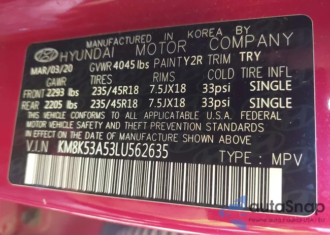 KM8K53A53LU562635: 43308477