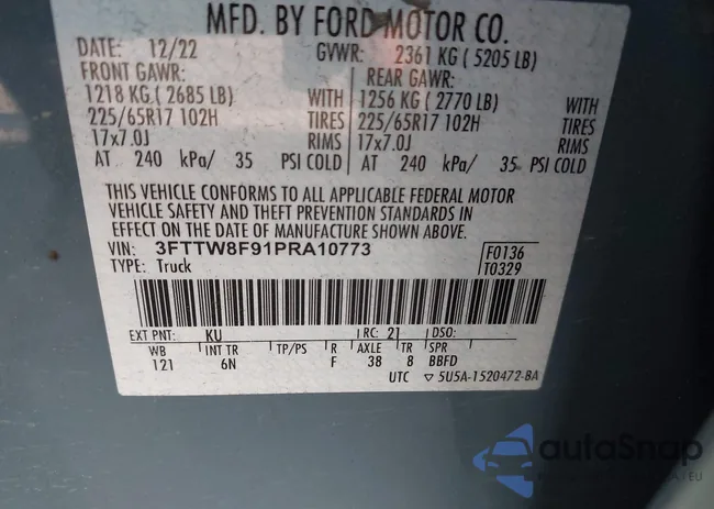 3FTTW8F91PRA10773: 43308530