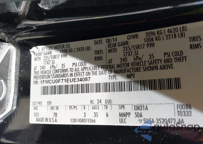 1FMCU0F71EUE34087: 43308533