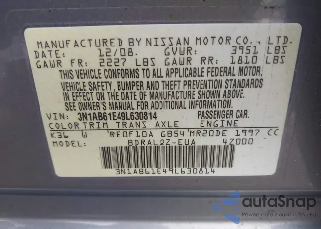 3N1AB61E49L630814: 43308619