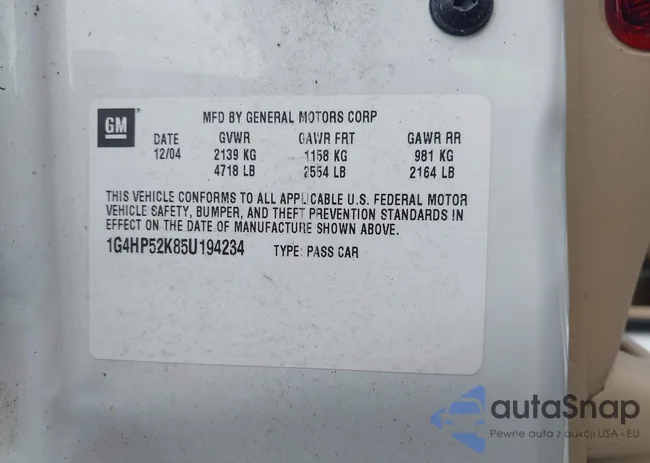 1G4HP52K85U194234: 43308639