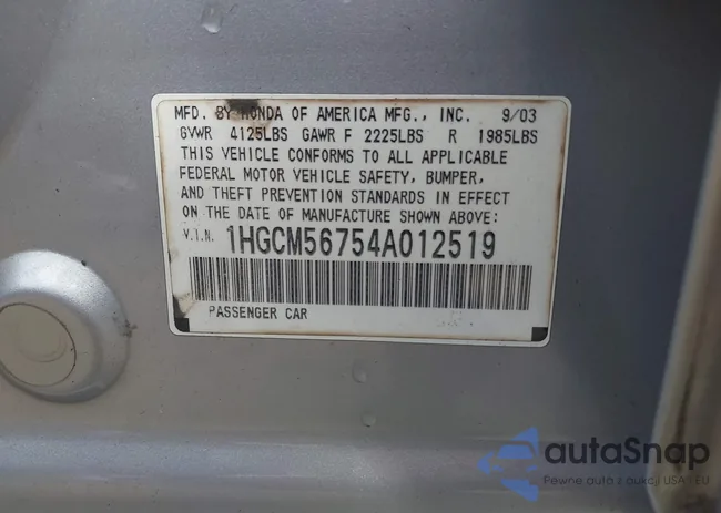 1HGCM56754A012519: 43308660