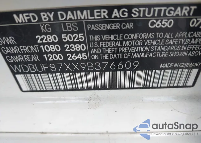 WDBUF87XX9B376609: 43308665