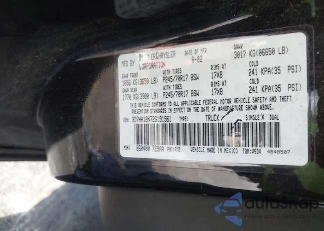 3D7HA18N72G191961: 43308693