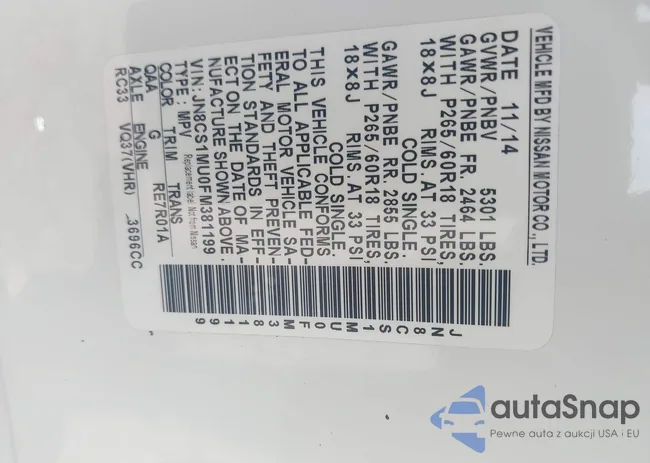 JN8CS1MU0FM381199: 43309869