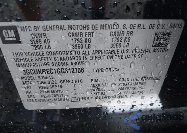 3GCUKREC1GG312756: 43309878