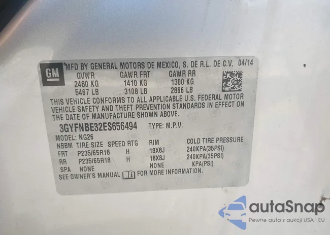 3GYFNBE32ES656494: 43309897