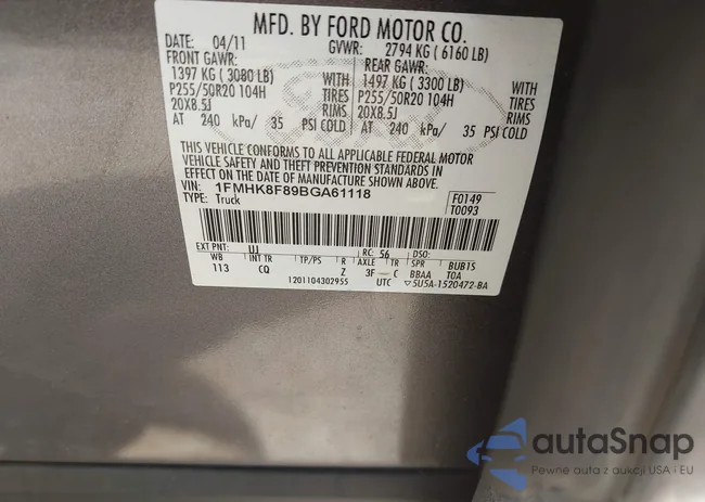 1FMHK8F89BGA61118: 43310051