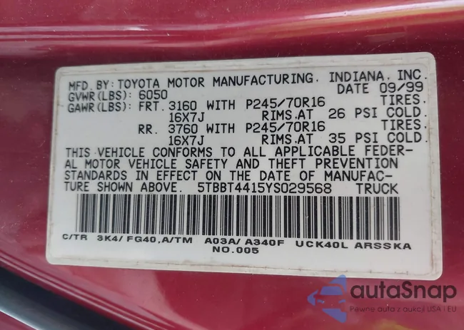 5TBBT4415YS029568: 43310105