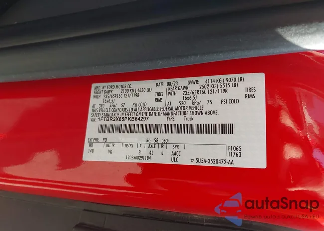 1FTBR2X85PKB64297: 43310111