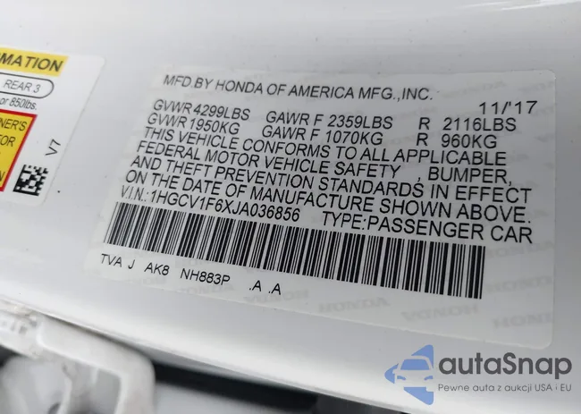 1HGCV1F6XJA036856: 43310183