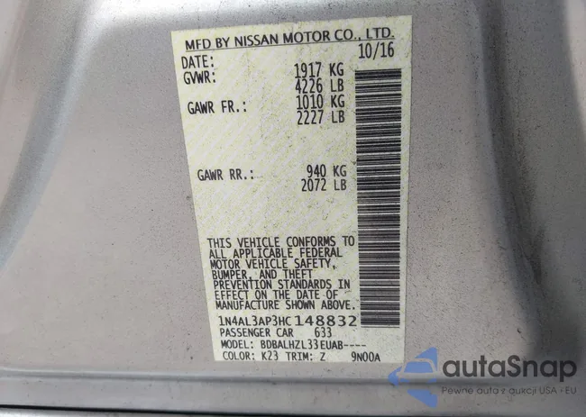 1N4AL3AP3HC148832: 43310209