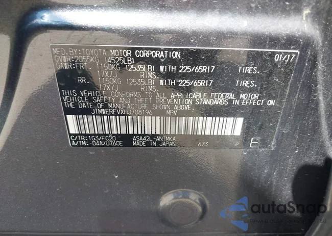 JTMWFREVXHJ708196: 43310245