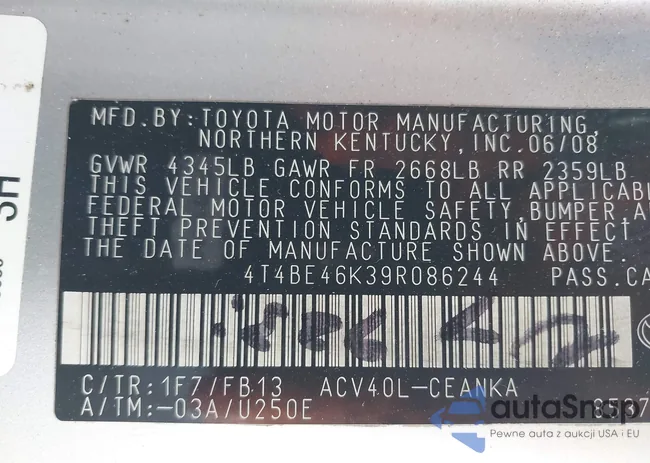 4T4BE46K39R086244: 43310253