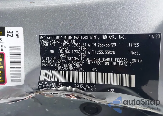 5TDAAAB58RS027845: 43310257