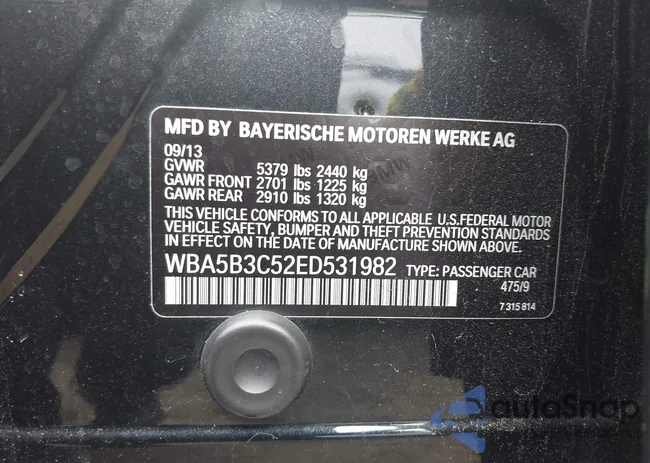 WBA5B3C52ED531982: 43309399