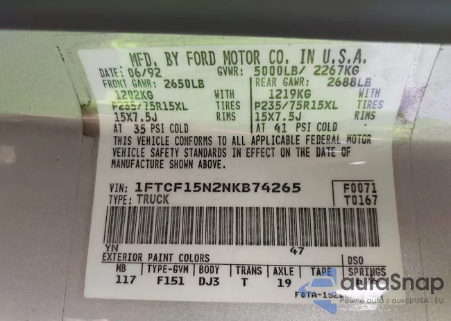 1FTCF15N2NKB74265: 43309434