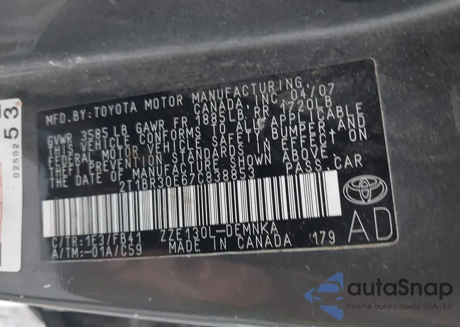 2T1BR30E67C838853: 43309435