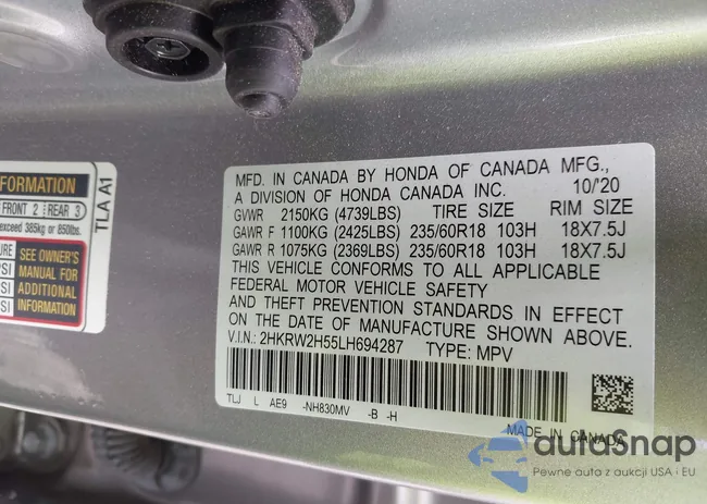 2HKRW2H55LH694287: 43309447