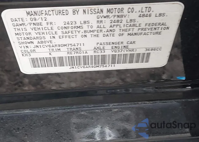 JN1CV6AR9DM754711: 43309537