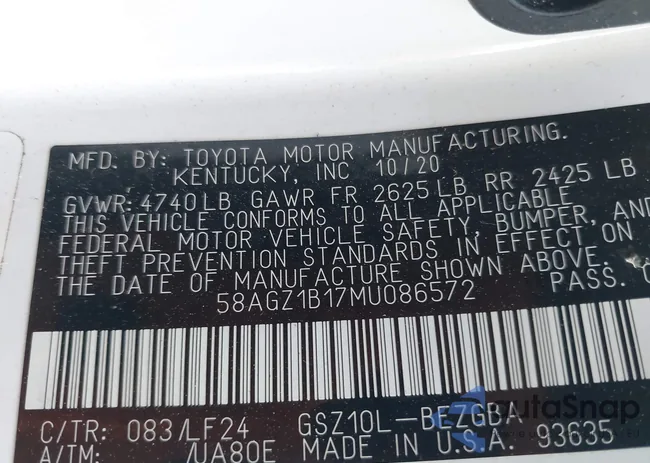 58AGZ1B17MU086572: 43309548