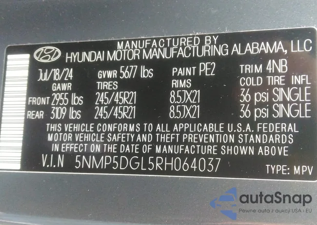 5NMP5DGL5RH064037: 43309610